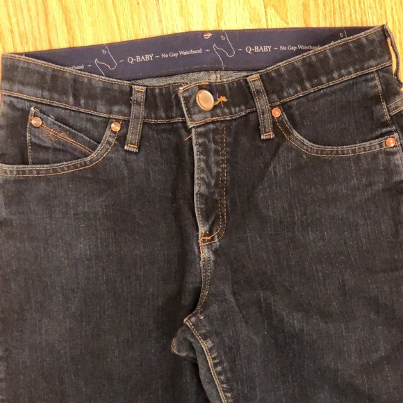 30. Dark Jeans by Wrangler Size 7 8 Straight Leg Q Baby No Gap Waist Mid Rise - Picture 6 of 9